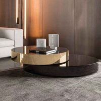 Table basse SANQI de style moderne en acier inoxydable, table basse multifonctionnelle en or et verre