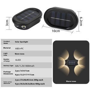 Lampes solaires <span class=keywords><strong>LED</strong></span> extérieures de petite taille avec indice de protection IP65, pour pelouse, grille, marches, escaliers, garde-corps, allée décorative, corps en ABS, lampes murales de jardin - Product Image 2