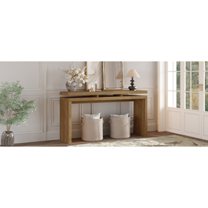 Antique Brown Farmhouse <b>Console</b> <b>Table</b> 60'' Solid Wood MDF Entryway <b>Table</b> Double Board Design Storage Furniture - Product Image 3
