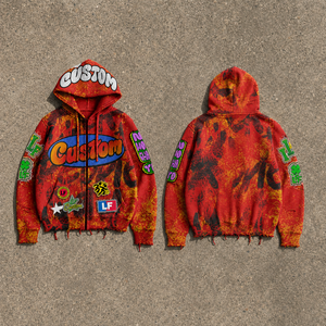 Felpa con Zip Oversize in Cotone Pesante per Uomo, Stile Vintage con Ricamo Personalizzato e Stampa Waffle Knit, Streetwear di Alta Qualità - Product Image 1