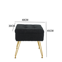 Tabouret de rangement avec coussin rectangulaire rembourré, couvercle amovible, meuble à quatre pieds pour chambre, salon, entrée