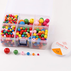 Juego de Cuentas de Madera Crystal Tec, 1105 Piezas, Cuentas Redondas de Hemu de Varios Tamaños y Colores, Suministros para Manualidades - Product Image 2