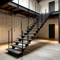 Escalier droit intérieur en acier inoxydable galvanisé, en promotion