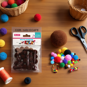 Boule de pompon Ilan 2,0 cm couleur café pour décorations artisanales - Product Image 2