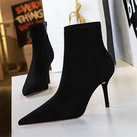 Chaussures à talons hauts pour femmes, bottines à talon aiguille, bottes à fermeture éclair pointues pour femmes
