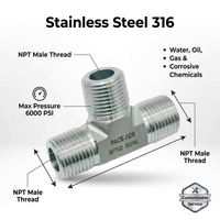 Vente directe usine – Raccord en T NPT mâle 3/8 po en acier inoxydable SS316, résistant à la corrosion, connecteur 3 voies pour systèmes de fluides et gaz haute pression