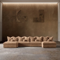 Canapé modulaire Jennifer en cuir, 6 pièces, en forme de U, luxe moderne, sur mesure, rembourré, pour salon, hôtel