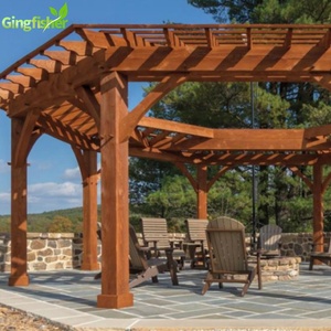 Pergola Courbée pour Patio, Arbre à Voiles en <span class=keywords><strong>Bois</strong></span> Traité sous Pression et en Plastique, Design en Tube d'Acier Galvanisé Écologique, Inspiré de la Nature - Product Image 4