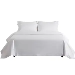 أطقم مستلزمات سرير بأحدث تصميم مخصص 100 ٪ قطن بياض ملاءات السرير للفنادق الكتان مجموعة مستلزمات سرير 4 قطع