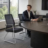 Chaise de bureau ergonomique en maille OEM en gros, chaise de réception pour visiteurs avec accoudoirs, chaises de conférence intérieures