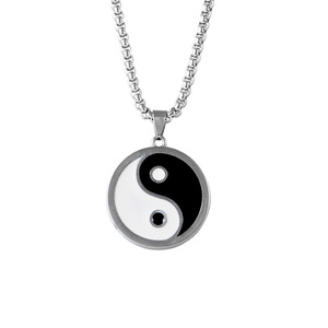 Colliers en émail Tai Chi de haute qualité, idées de cadeaux <span class=keywords><strong>pour</strong></span> couples, bijoux en émail, pendentif rond en forme de pièce de monnaie, bien poli, Yin et Yang - Product Image 1
