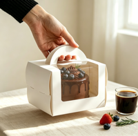 Boîtes à gâteaux portables de 4 pouces en carton écologique avec fentes pour desserts mousse d'anniversaire et emballages à emporter