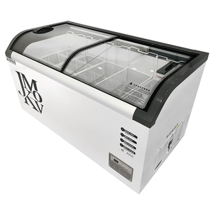 Congélateur commercial pour supermarché, à température unique, avec porte vitrée incurvée, intégré, design îlot européen profond, à froid ventilé - Product Image 1