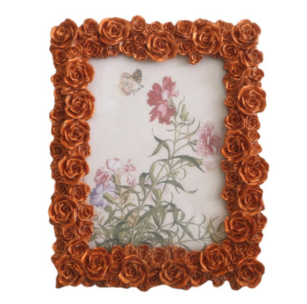 European and American Style Hollow Resin Sculpture Rose Photo Frame Ornament, Creative Gift and Craft