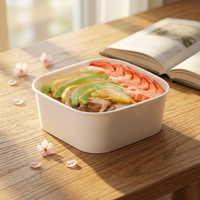 Bol à salade carré en papier imprimé sur mesure avec couvercle, conteneur en papier kraft épaissi, boîte à lunch jetable pour l'emballage de plats à emporter