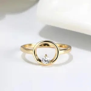 Redleaf ювелирные изделия Муассанит 18K Простой стиль позолоченное кольцо золотые кольца для женщин