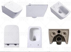 <span class=keywords><strong>WC</strong></span> suspendu en céramique sans bride de type P, prix usine, vente chaude, articles sanitaires pour salle de bain - Product Image 4