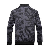 Blouson bomber camouflage pour homme, fermeture éclair, coupe-vent, style décontracté, col montant, coupe régulière, vêtement d'automne, 100 % polyester