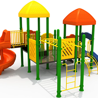 Structure de jeu commerciale combinée avec toboggan, barrière de sécurité et plateforme – Grands toboggans extérieurs pour parcs, maternelles et communautés