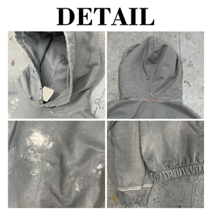 เสื้อฮู้ดดี้ทรงโอเวอร์ไซส์สไตล์วินเทจยี่ห้อ Manufacturer ผ้าเฟรนช์เทอร์รี่ ตัดเย็บแบบครอป สำหรับผู้ชาย ทำจากผ้าฝ้าย 100% ลุคทำเก่า - Product Image 6