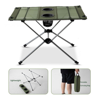 Table pliante en aluminium ultralégère portable, installation facile, table tactique avec porte-gobelet, table pliante pour pique-nique en plein air, camping