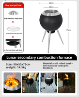 Brasero d'extérieur en acier inoxydable à faible émission de fumée, revêtu par poudrage, pour chauffage, grillades, foyer de jardin et cuisson au bois