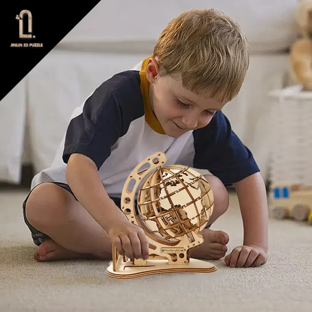 Holle Ontwerp Draaibare 3d Houten Globe Puzzel Moeilijke Puzzel Model Kits Voor Volwassenen