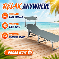 Lit pliant en métal de haute qualité sur mesure - Chaise de camping et de plage portable pour usage domestique - Conception simple pour une sieste individuelle