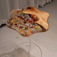 Plateau de table en bois de noyer et résine époxy, design 'Clear River', pour bar, cuisine, salle à manger, café, avec support de logo, mobilier de salle à manger d'hôtel