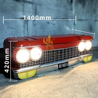 Boîte de rangement murale créative en métal pour voiture avec lumière LED, sculpture avant vintage Cadillac pour décoration sur le thème industriel