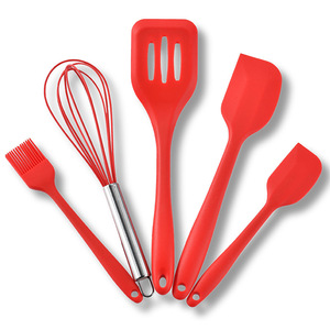Ensemble d'ustensiles de cuisson en silicone rose, 5 pièces, spatule, fouet, pinceau, outils de cuisine antiadhésifs - Product Image 3