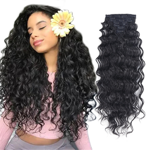 Vente en gros 24 28 30 pouces 7 pièces 16 extensions de cheveux à clipser extensions de cheveux synthétiques blonds à clipser - Product Image 1
