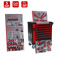 Juego de Herramientas Automotrices de 369 Piezas, Profesional, con 7 Cajones, Carro de Herramientas con Ruedas para Taller, Gabinete para Herramientas de Garaje