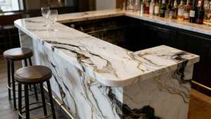 Golden Age 3D stampato pietra di lusso artificiale Calacatta pietra di marmo bianco lastra di pietra di lusso tavolo da pranzo piastrelle da parete - Product Image 5