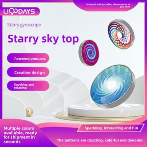 Toupie de décompression lumineuse et colorée en acier inoxydable, motif ciel étoilé galactique, nouveau style TikTok, jouet de bureau - Product Image 2