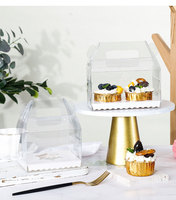 Caja portátil para pasteles y magdalenas, cajas transparentes con mango, respetuosas con el medio ambiente, 1, 2 y 3 agujeros