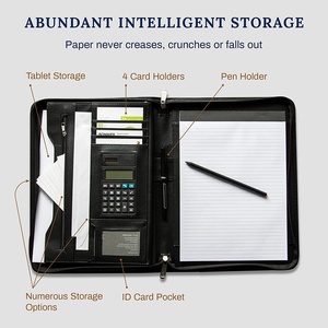 Túi Đựng Danh Mục Kinh Doanh Da Thuần Chay Cao Cấp Màu Đen Có Khóa Kéo Túi Đựng Máy Tính Bảng 10.1 Inch Bảo Vệ Thông Minh Nhất - Product Image 3