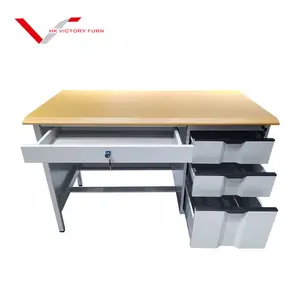 Kombinationsschreibtisch Edelstahl-Study-Büro Computertisch mit Seitenschrank-Schublade einfacher Lerntisch