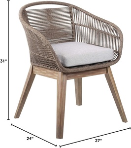<span class=keywords><strong>Armen</strong></span> Living Tutti Frutti, silla de comedor moderna, luz de madera de eucalipto, cuerda de trufa, cojín gris duradero para Villa, sala de estar - Product Image 5