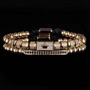 Pulsera de Cuentas Moderna Unisex de Primera Calidad con Corona de Circonio, Bañada en Zinc Negro, para Regalo del Día del Padre - Product Image 1