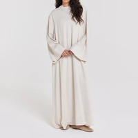 Abaya en Lin Modeste Personnalisée de Haute Qualité, Robe Musulmane Légère et Respirante pour Femme, Vêtement Islamique Fermé Dubaï 2024 Aïd