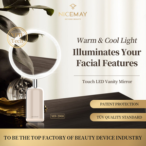 Espejo de maquillaje de mano plegable portátil Espejo de maquillaje de luz de belleza LED - Product Image 2