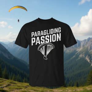Camiseta Paragliding Passion Paraglider, ropa informal negra para hombre - Product Image 3