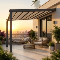 Pergola pliante en tissu imperméable avec option d'éclairage LED intégré, directement de l'usine, pour villa, patio et terrasse
