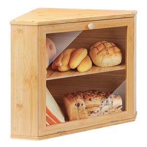 Bamboo Triangular Bread Box Double Layer Wooden <b>Storage</b> <b>Kitchen</b> Baking Pastry Container Natural Wood Color - Product Image 5