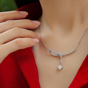 สร้อยคอจี้เงินแท้ S925สำหรับผู้หญิงสร้อยคอเพชรโมอิสแฟชั่นของขวัญแต่งงาน - Product Image 5