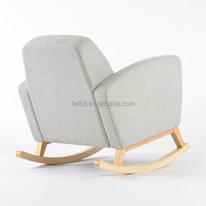 Fauteuil à bascule en bois gris pour bébé, avec assise individuelle en tissu, idéal pour l'allaitement, directement de l'usine - Product Image 4