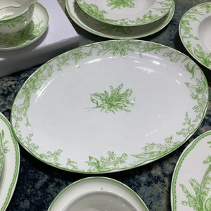 New Product European Luxury Bone China Charger Plate Green Porcelain 41pcs Dinner <b>Set</b> - Product Image 6