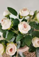 Petit bonsaï de rose artificielle, fleur blanche ou rouge en pot, décoration créative réaliste pour la maison, pot de fleurs artificiel