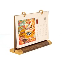 Cetak Kalender Warna Penuh Kustom, Planner Bulanan Tahunan Spiral untuk Dinding & Meja, Kertas Seni Laminasi